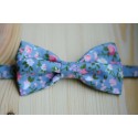 With this Blue with flowers pre-tied bow tie