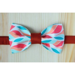 multicolor handmade pre-tied bow tie with red strap