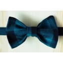 Blue- green pre-tied bow tie made of wool