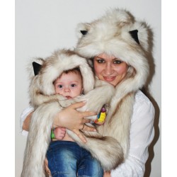Beast Hat "Pale fox", mod. A, faux fur, animal style, with long ears!