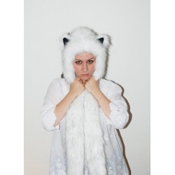 Beast Hat "Snow fox", mod. A, faux fur, animal style, with long ears!
