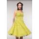 Yellow dress "Mary", in retro style with black dots, made of chiffon